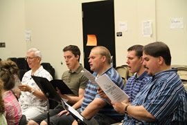 men's section singing 